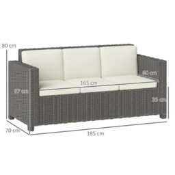 Wyld Haus Necolo 3-Seater Outdoor Rattan Sofa In Light Grey With Cream Cushions - thumbnail 4