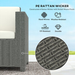Wyld Haus Necolo 3-Seater Outdoor Rattan Sofa In Light Grey With Cream Cushions - thumbnail 5