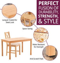 Hallowood Furniture Waverly Oak Dining Table (Tab1200) Set With 4 Small Cross Back Chairs (Beige Seat) - thumbnail 2