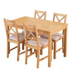 Hallowood Furniture Waverly Oak Dining Table (Tab1200) Set With 4 Small Cross Back Chairs (Beige Seat) - thumbnail 8