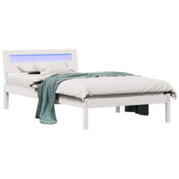 Berkfield With Led Strip Lights White 90 X 190 Cm Solid Pine Wood - thumbnail 3