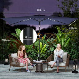 Outsunny 3 X 2 M Garden Parasol Umbrella With Light, Outdoor Patio Umbrella - thumbnail 3