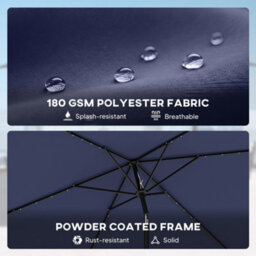 Outsunny 3 X 2 M Garden Parasol Umbrella With Light, Outdoor Patio Umbrella - thumbnail 7