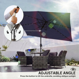 Outsunny 3 X 2 M Garden Parasol Umbrella With Light, Outdoor Patio Umbrella - thumbnail 8