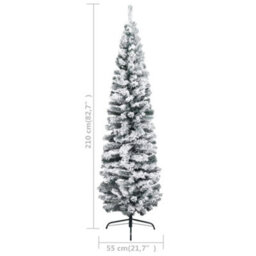 Berkfield Slim Artificial Christmas Tree With Flocked Snow Green 210 Cm Pvc - thumbnail 6