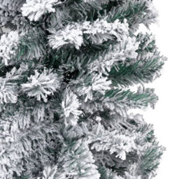 Berkfield Slim Artificial Christmas Tree With Flocked Snow Green 210 Cm Pvc - thumbnail 4