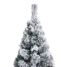 Berkfield Slim Artificial Christmas Tree With Flocked Snow Green 210 Cm Pvc - thumbnail 3