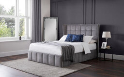 Ashfield Premium - Grey Plush Velvet Ottoman Bed - King (150Cm) - thumbnail 1
