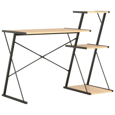 Berkfield Desk With Shelf Black And Oak 116X50X93 Cm - image 1