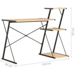 Berkfield Desk With Shelf Black And Oak 116X50X93 Cm - thumbnail 7