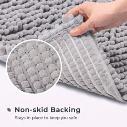 Moonlight Bedding Plush Chenille Bathroom Floor Mat Non-Slip Quick-Dry Absorbent Bathroom & Doorway Shower Rug Light Grey 40X60 Cm - thumbnail 2