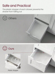 LEDREM Bathroom Floor Storage Cabinet, Bathroom Storage Unit With 4 Drawers, Freestanding Bathroom Cabinet With 1 Door, 30 X 55 X 82 Cm - thumbnail 7