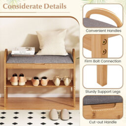 Gainoom 2-Tier Entryway Shoe Rack Compact Shoe Bench Organizer Bamboo Shoe Bench - thumbnail 6