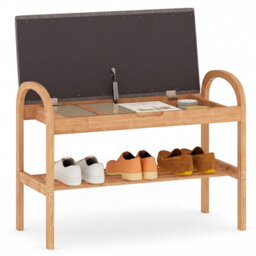 Gainoom 2-Tier Entryway Shoe Rack Compact Shoe Bench Organizer Bamboo Shoe Bench - thumbnail 1