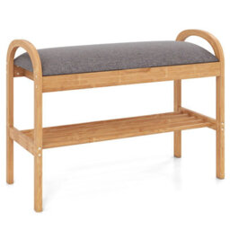 Gainoom 2-Tier Entryway Shoe Rack Compact Shoe Bench Organizer Bamboo Shoe Bench - thumbnail 9