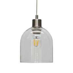 First Choice Lighting Belten - Clear Glass Cloche With Satin Nickel Pendant Fitting - thumbnail 2