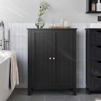 Songmics Freestanding Bathroom Storage Cabinet, Cupboard With Adjustable Shelves, Bathroom Organizer, Ink Black - image 1