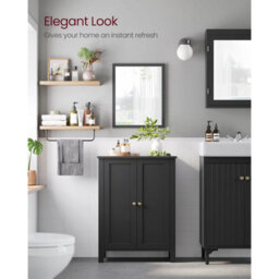 Songmics Freestanding Bathroom Storage Cabinet, Cupboard With Adjustable Shelves, Bathroom Organizer, Ink Black - thumbnail 3