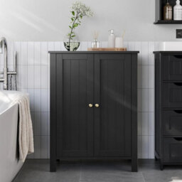 Freestanding Bathroom Storage Cabinet, Cupboard With Adjustable Shelves, Bathroom Organizer, Ink Black