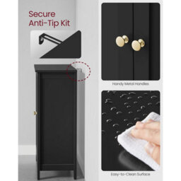 Songmics Freestanding Bathroom Storage Cabinet, Cupboard With Adjustable Shelves, Bathroom Organizer, Ink Black - thumbnail 5