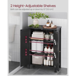 Songmics Freestanding Bathroom Storage Cabinet, Cupboard With Adjustable Shelves, Bathroom Organizer, Ink Black - thumbnail 4