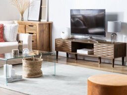 Beliani Retro Tv Stand Kayan Dark Brown - thumbnail 2