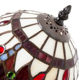 Happy Homewares Hand Crafted Red Stained Glass Dragonfly Tiffany Lamp - thumbnail 4