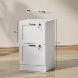 Homcom 2-Drawer File Cabinet, Lockable Filing Cabinet For A4 Letter, White - thumbnail 3