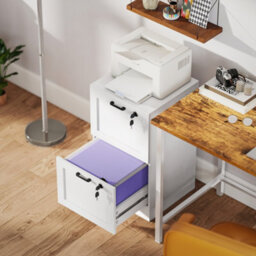 Homcom 2-Drawer File Cabinet, Lockable Filing Cabinet For A4 Letter, White - thumbnail 8