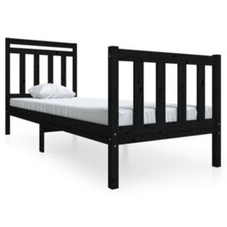 Berkfield Bed Frame Black Solid Wood 75X190 Cm 2Ft6 Small Single - thumbnail 2