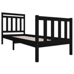 Berkfield Bed Frame Black Solid Wood 75X190 Cm 2Ft6 Small Single - thumbnail 3
