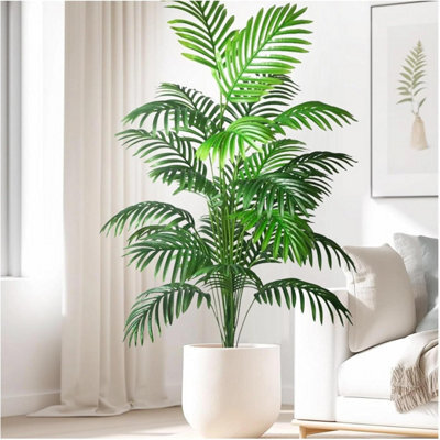 1Pc Large Artificial Palm Plant,  Tall Faux Tropical Tree With Leaves Flower, 9 Leaves Pot Not Included - image 1