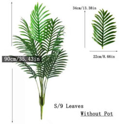 1Pc Large Artificial Palm Plant,  Tall Faux Tropical Tree With Leaves Flower, 9 Leaves Pot Not Included - thumbnail 2