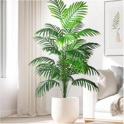 1Pc Large Artificial Palm Plant,  Tall Faux Tropical Tree With Leaves Flower, 9 Leaves Pot Not Included