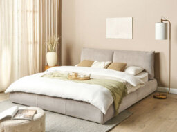 Beliani Bed Corduroy Vinay 180 X 200 Cm (Eu Super King) Taupe - thumbnail 2