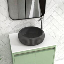 Royal Bathrooms Orion 600mm Mint Sage Floor Standing Plain White Countertop Vanity Unit 2 Drawer With Milan Black Basin & Chrome Accent Trim - thumbnail 5