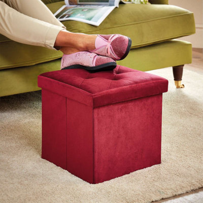 Coopers of Stortford Wine Velvet Multi-Use Foldable Footstool And Storage Box - image 1