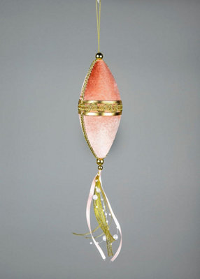 Shatchi Pink Oval Drop Decoration 7X30Cm - Christmas Hanging Decoration - image 1