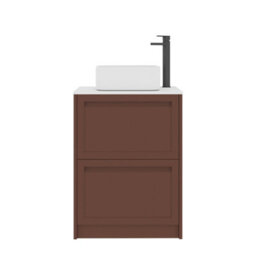 Royal Bathrooms Royal Bathroom Elmore 600mm Terracotta Clay Freestanding Bathroom Vanity Unit 2 Drawer Plain White Worktop With Elena Basin - thumbnail 7