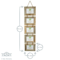 "Nicola Spring Rustic Wooden Hanging 5 Photo Frame - 6 X 4"" - Natural" - thumbnail 3