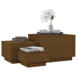 Berkfield Storage Boxes With Lids 3 Pcs Honey Brown Solid Wood Pine - thumbnail 4