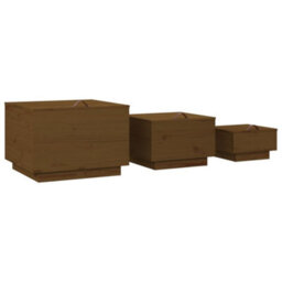 Berkfield Storage Boxes With Lids 3 Pcs Honey Brown Solid Wood Pine - thumbnail 5