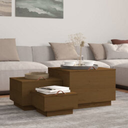 Berkfield Storage Boxes With Lids 3 Pcs Honey Brown Solid Wood Pine - thumbnail 1