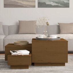 Berkfield Storage Boxes With Lids 3 Pcs Honey Brown Solid Wood Pine - thumbnail 3