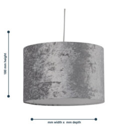 First Choice Lighting Set Of 2 Grey Crushed Velvet 25Cm Pendant Lightshades - thumbnail 8