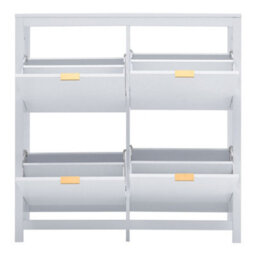 Living And Home Flip Down Wood Shoe Cabinet In White - thumbnail 4
