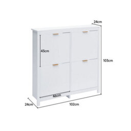 Living And Home Flip Down Wood Shoe Cabinet In White - thumbnail 5