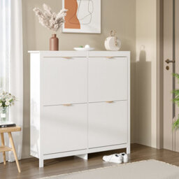 Living And Home Flip Down Wood Shoe Cabinet In White