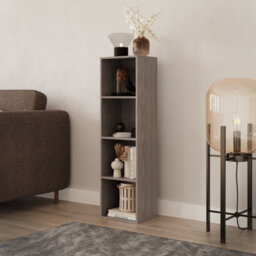 Urbn-Living Urbnliving Height 106Cm 4 Shelf Wooden Bookcase Shelving Colour Cedar Grey Display Storage Shelf Unit Shelves - thumbnail 2
