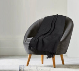 Ehc Waffle Cotton Woven Arm Chair Sofa Single Throw 1 Seater Chair/ Sofa/ Bed 127 X 152 Cm, Black - thumbnail 3